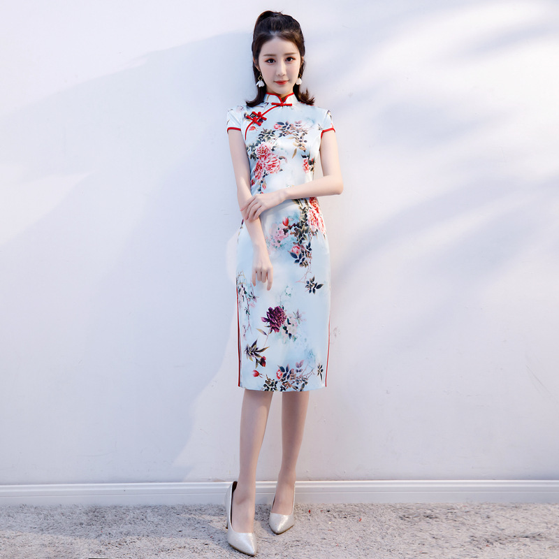 女装连衣裙夏季新款女淑女文艺端庄日常款名媛风素雅中长旗袍