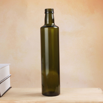 Factory Direct Sales round Glass Olive Oil Bottle Dark Green Brown Camellia Oil Bottle/Walnut Oil Bottle/Edible Oil Bottle