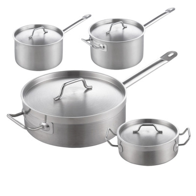 Stainless Steel High-Body Stew Pot Western-Style Long Handle Hotel Kitchen Commercial Composite Bottom Juice Pot Restaurant Restaurant Family Milk Pot