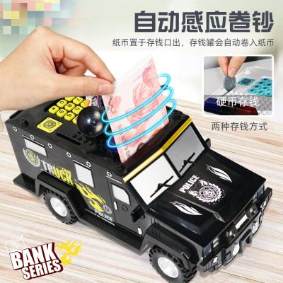 Humvee Building Blocks Bank Note Transport Car Coin Bank Children's Automatic Money Roll Fingerprint Coin Bank Password Suitcase Atm Savings Bank
