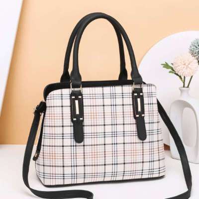 2020 Women's Fashion Trendy Bags Simple Pu Plaid Tote Large Capacity Korean Style Shoulder Messenger Bag Ladies Bag