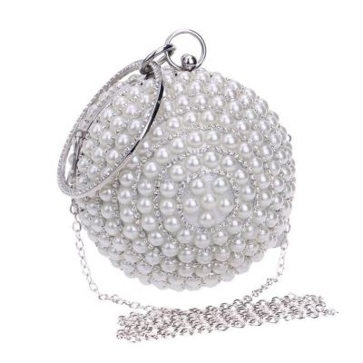 High-End Ball Stick-on Crystals Evening Bag Pearl Wedding Dress Bag Fashion Wedding Bag