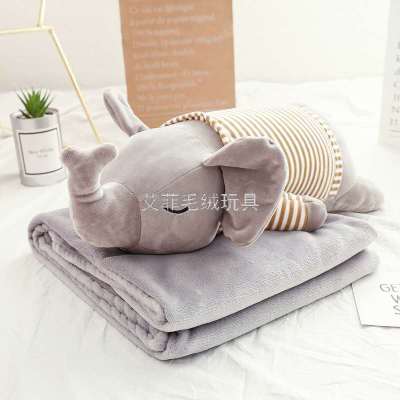 Elephant Airable Cover Doll Hippo Soft Pillow Doll Office Nap Pillow Gift Plush Toy