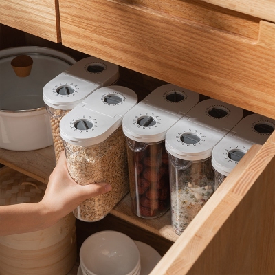 B35-211 Transparent Sealed Cans Storage Jar Kitchen Storage Plastic Tank Miscellaneous Grains Jar Snack Storage Box