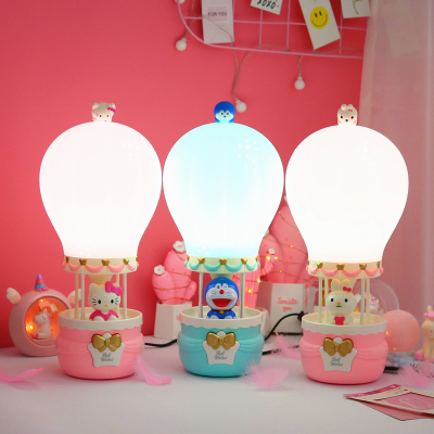 Creative Hot Air Balloon Plug-in Cartoon Bunny Night Light Bedroom Bedside Table Lamp for Free Children's Birthday Gifts Cute