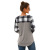 2020 European and American Women's Autumn New Amazon Popular Wish round Neck Plaid Stitching Long Sleeve Pocket T-shirt