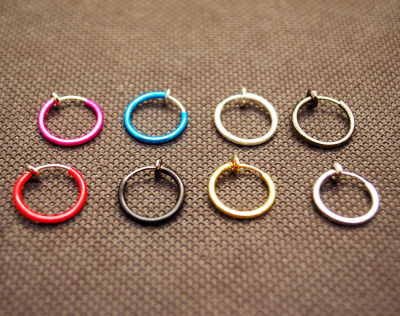 13mm Color Hidden Ear Clip Pierceless Clip-on Fake Earrings Ear Clip Spring Ear Clip Nose Ring Navel Ring 1 Pair