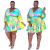20858 Cross-Border Amazon Print V-neck Sexy Woven Expansion Skirt Containing Waistband Large Size Dress Dress