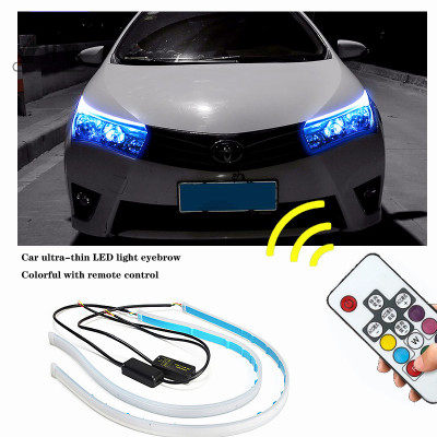 Car Modification Ultra-Thin Seven Color Daytime Light Eyebrow Water Steering RGB Automatic Scanning Remote Control