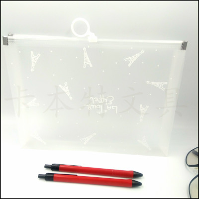 Transparent Zipper Bag A4 Tower Printing File Bag Student Stationery Case Factory Direct Sales Office File Holder