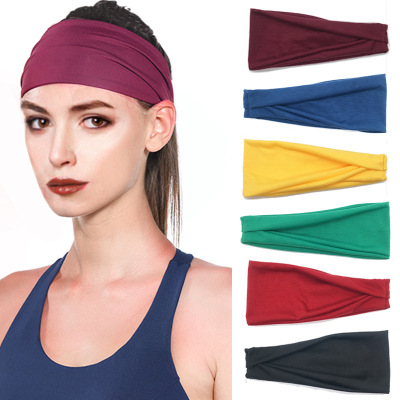 Sports Hair Band Yoga Sweat Absorbing Men and Women Running Fitness Headband Elastic Cotton Scarf Solid Color Hair Band
