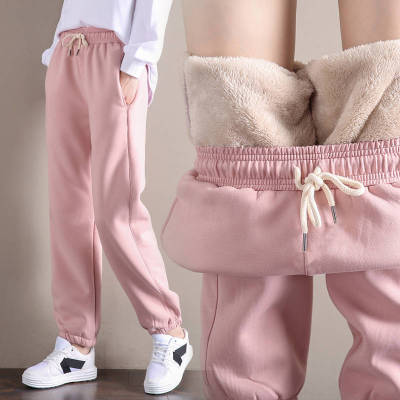 Autumn and Winter Brushed and Thick Sports Pants Women Harem Pants Loose and Plussized Warm Casual Pants Waistband