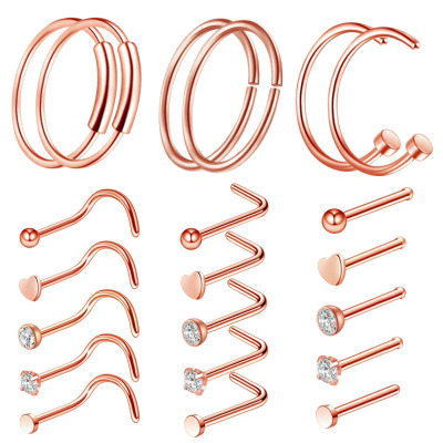 Nose Ring Nail Puncture Hoop Jewelry Stainless Steel Nose Stud