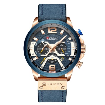 CurrenCaryan New Style 8329 Men's Watch Waterproof Leather Strap Watch Calendar Men's Watch SixPin Quartz Watch
