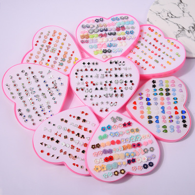 Pinduoduo Popular Plastic Earing Set Korean-Style Lovely Earrings Box Decorations Yiwu Factory Wholesale