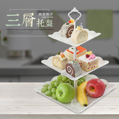 ThreeLayer Fruit Plate Dried Fruit Tray Afternoon Tea Snack Tray Dessert Table MultiLayer Cake Stand Cake Tabletop