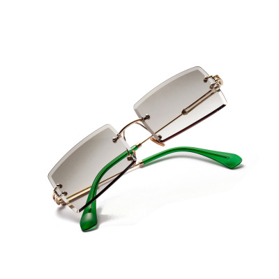 A18976 Square Borderless Sunglasses Women's Vintage Diamond Trim Transparent Glasses Popular in Europe and America