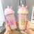 Factory Direct Sales Korean Cute Cat Claw Ice Cup Gradient Double Straw Cup Summer Large Capacity Ice Cup