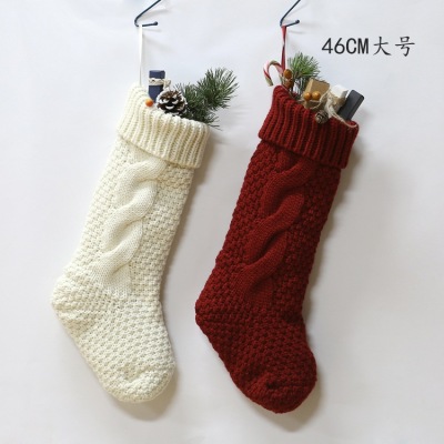 Gift Knitted Christmas Foot Sock Pendant Gift Bag Decorative Pendant Candy Bag Linen Flower Color Foot Sock Spot Large