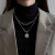 European and American Coin round Brand Multi-Layer Necklace Female Ins Trendy Cold Avatar Pendant Non-Fading Twin Clavicle Chain