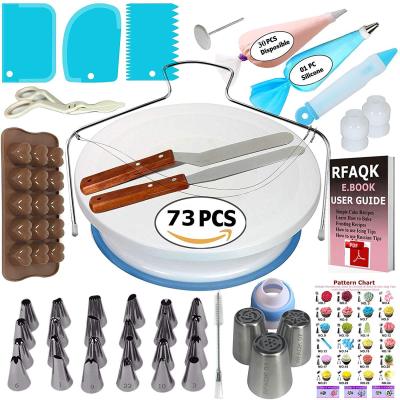 CrossBorder Hot 73Piece Cake Turntable Decoration Decorating Mouth Set Decorating Turntable Fondant Baking Tools