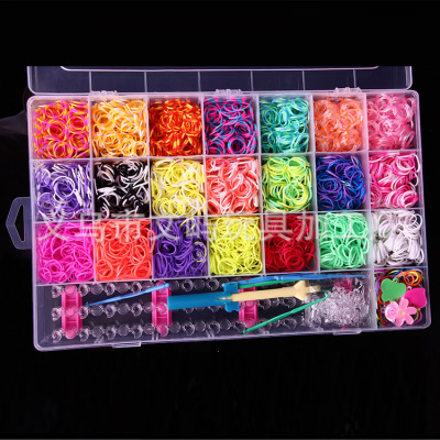 New Rainbow Handmade Knit Device DIY Colorful Rubber Band Educational Children's Toys Woven Bracelet Box Set