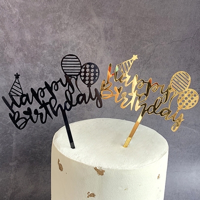 New Single Layer Acrylic Cake Insertion Happy Birthday Letter Baking Cake Topper