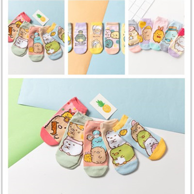 Spring and Summer Japanese Cartoon Pattern Straight Board Women's Boat Socks Corner Biological Socks Socks Whole Whole