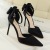 KoreanStyle Sweet Women's Shoes Thin Heeled High Heel Shallow Mouth Pointed Silk Fabrics Hollow Back Bow A line Sandals