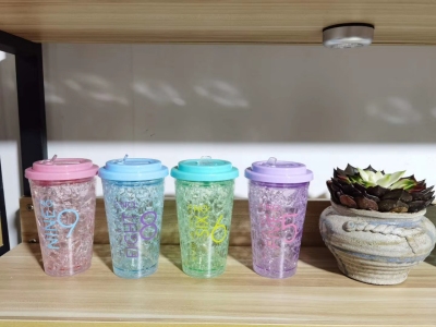 New Cup Creative Trend Crushed Ice Cup Ice Cup Female Student Summer Ice Cup Portable and Cute Fresh Plastic Straw Water