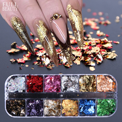 Nail Dazzling Pink Glitter Ins Red Platinum Scraps of Paper Gold and Silver Aluminized Paper Nail Ornament Nail
