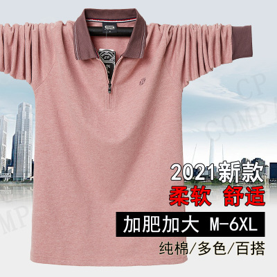 2020 Autumn and Winter Long-Sleeved T-shirt Men's Plus-sized Men's Polo Shirt Lapel Zipper Casual Factory Wholesale 5182
