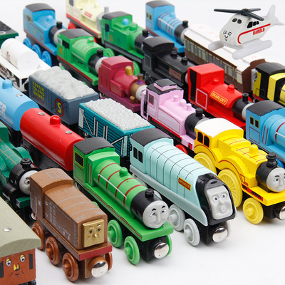 Wooden Magnetic Train Children's Rail Car Model Toy Cake Decoration Supplies