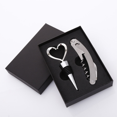 New Heart Shape Cork Wine Corkscrew Wedding Promotional Products High-End Festival Gifts Wine Suit Gifts