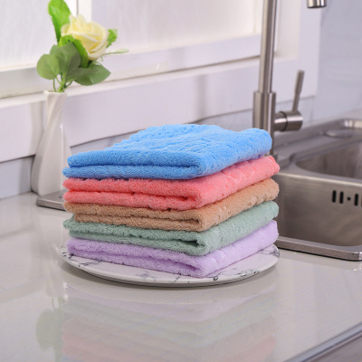 2020 New Coral Fleece Solid Color Embossed Dish Cloth Kitchen Domestic Cleaning Rag Home Hand Cleaning Scouring Pad