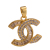 Creative Copper Gold-Plated Diamond-Embedded Zircon Semicircle Pendant Internet Celebrity Same Style Chanel Style Double C Necklace Pendant Wholesale