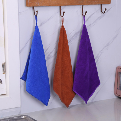 Factory Home Kitchen Can Hang Simple Scouring Pad Absorbent Lint-Free Polyester Cotton Hotel Rag Custom Wholesale