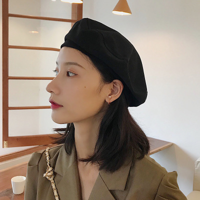 Beret Women's Thin Summer Black Ins Octagonal Cap Subnet Red Korean-Style Japanese-Style British Retro Painter Cap Fashion