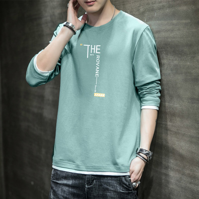 Cotton Long-Sleeved T-shirt Men's 2020 New Youth Fashion T-shirt Clothes Men's Ins Popular Brand Loose Long Sleeve