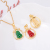 Creative Style Hotian Jade Pendant Hollow Inlaid Zircon Pendant Necklace round Hemming Gourd Necklace Origin Supply