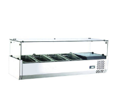 Stainless Steel Desktop Refrigerated Cabinet Table Fresh Cabinet Dessert Salad Bar Pizza Scattering Granules Taiwan Business Salad Display Cabinet