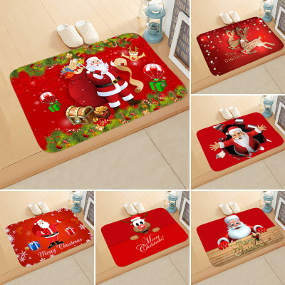 Cross-Border Christmas New Year Festive Santa Claus Elk Floor Mat Bedroom Bathroom Home Water-Absorbing Non-Slip Mat