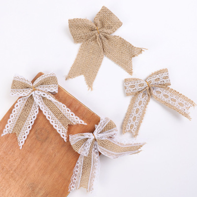 Factory Direct Sales Linen Lace Bow Ornament Decorative Gifts Minimalist Fashion Wedding Can Be Customized