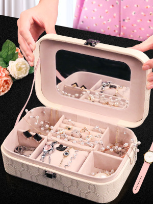 Jewelry Box Princess European Style Makeup Storage Large Capacity Hand Jewelry Earring Storage Box Home Princess Cosmetic Case