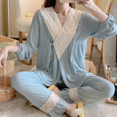 Clothes Summer Thin Modal Confinement Dress Spring and Autumn Postpartum Breastfeeding plus Size Maternity Pajamas