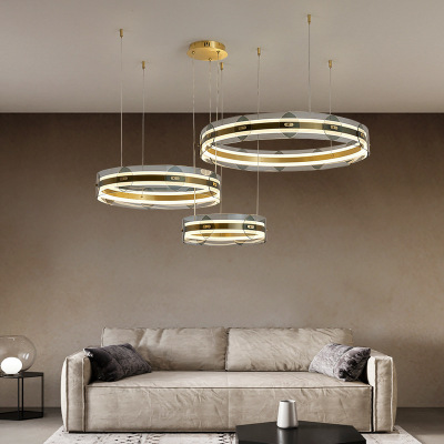 Affordable Luxury Living Room Chandelier American Simple Hotel Restaurant and Cafe Bedroom Nordic Graceful Ring Lamps