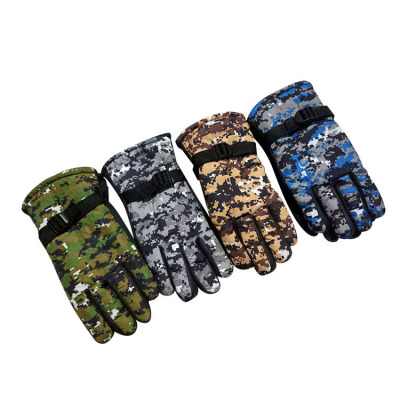 Factory Direct Sales Men's Camouflage Gloves Waterproof Fleece Lined Thickened Warm Winter Cycling Skiing Cotton Gloves