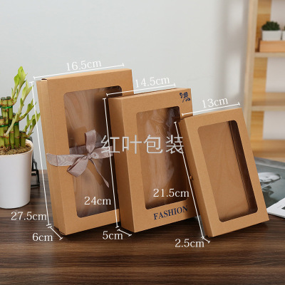 Wholesale Customized Tiandigai Visual Window Kraft Paper Ornament Gift Packing Box with Bowknot