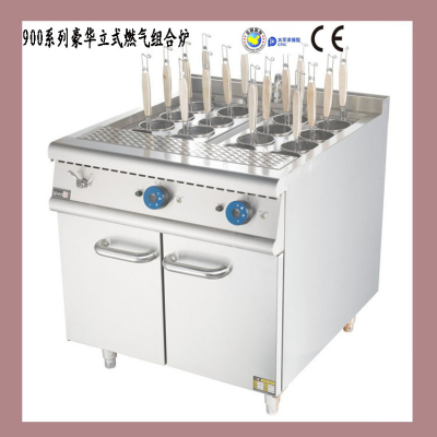 Luxury Stainless Steel Combination Furnace 900 Series Commercial Vertical 16 Head Gas Pasta Cooker with Cabinet Hotel Kitchen