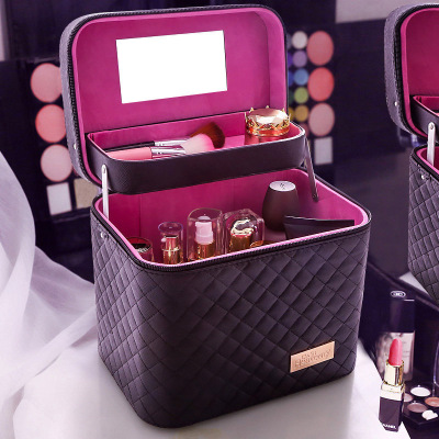 Large Capacity Korean Cosmetic Bag Multi-Functional Square Bag Portable Multi-Layer Cosmetics Storage Box Simple Cosmetic Case